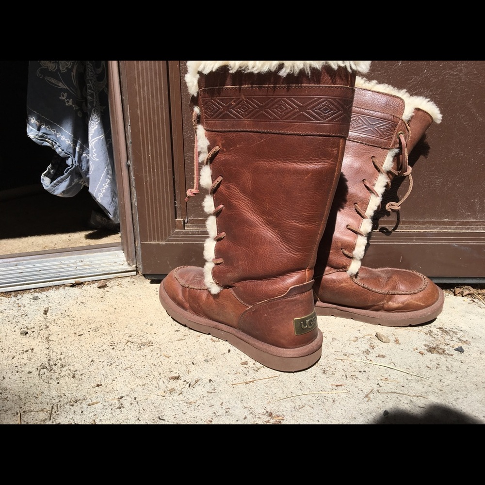 Ugg mid calf leather winter boots